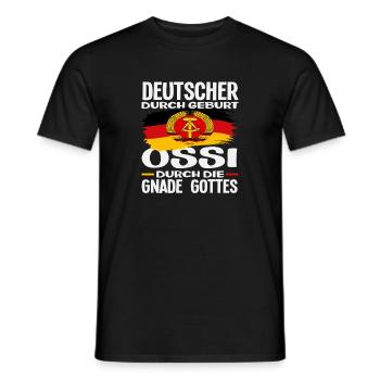 Grace of God Ossi Saying GDR Pride - Men's T-Shirt - black - Front - AI Model Male 178 light (178cm)