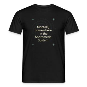 Spacecore Humour Cosmique Galaxie Univers Citation - T-shirt homme - noir - Devant - AI Model Male 178 light (178cm)