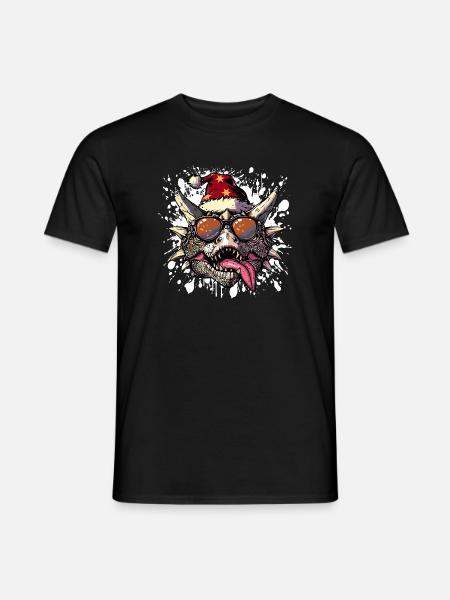 Dinosaur stegosaurus Christmas Funny - Men's T-Shirt - black