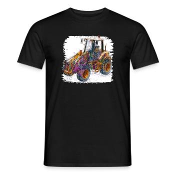 Neon Lines Construction Excavators - Men's T-Shirt - black - Front - AI Model Male 178 light (178cm)