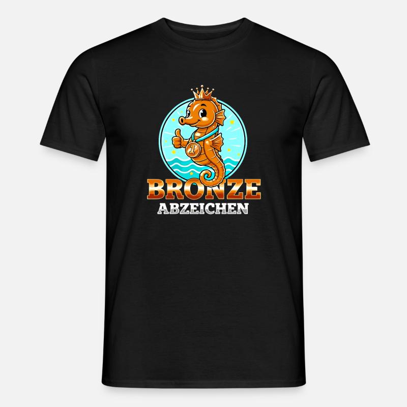 Seepferdchen Bronze Abzeichen Schwimmkurs  - Männer T-Shirt - Schwarz