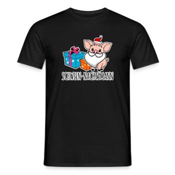 Fröhliche Weihnachten mit dem Schwein-Nachtsmann! - Männer T-Shirt - Schwarz - Vorne - AI Model Male 178 light (178cm)