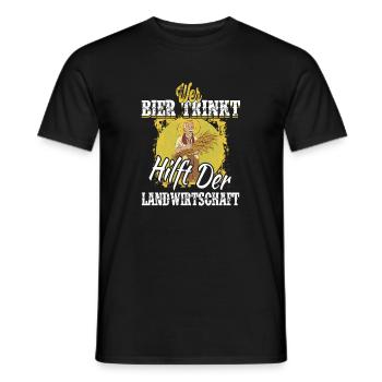 Quand la bière aide l’agriculture / Dire - T-shirt homme - noir - Devant - AI Model Male 178 light (178cm)