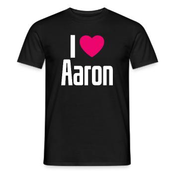 I Love Aaron Pinkes Herz Ich liebe Aaron - Männer T-Shirt - Schwarz - Vorne - AI Model Male 178 light (178cm)