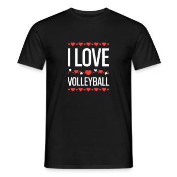 I love volleyball hearts - Men's T-Shirt - black - Front - AI Model Male 178 light (178cm)