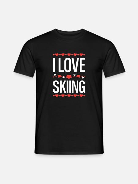 I Love Skiing Herzensdesign - Männer T-Shirt - Schwarz