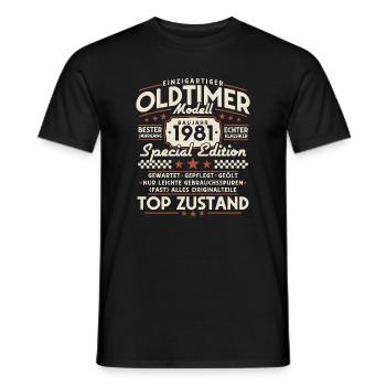 Oldtimer_1981_Jahrgang_Retro_Geburtstag Geschenk - Männer T-Shirt - Schwarz - Vorne - AI Model Male 178 light (178cm)