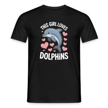 dauphin disant fille drôle dauphin cadeau - T-shirt homme - noir - Devant - AI Model Male 178 light (178cm)