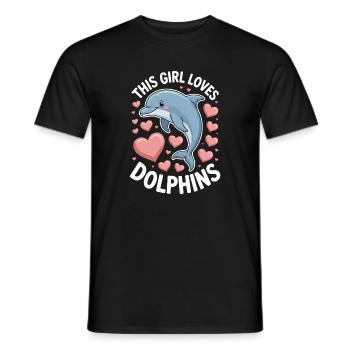 dauphin disant fille drôle dauphin cadeau - T-shirt homme - noir - Devant - AI Model Male 178 light (178cm)