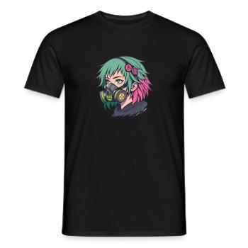 Neon Gasmask Punk Portrait - Men's T-Shirt - black - Front - AI Model Male 178 light (178cm)
