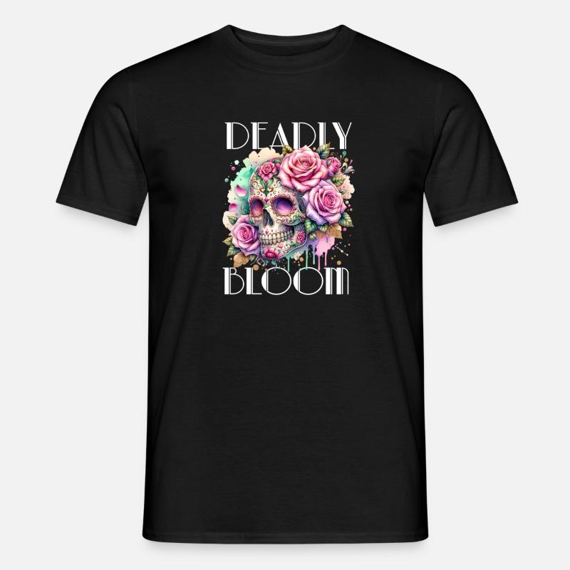 Blumen Schädel Schönheit Blühen - Männer T-Shirt - Schwarz