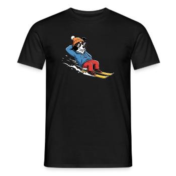 Chien de ski détendu avec lunettes de soleil et chapeau - T-shirt homme - noir - Devant - AI Model Male 178 light (178cm)