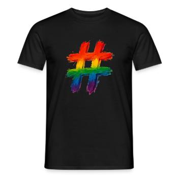 Hashtag coloré peint aux couleurs de l’arc-en-ciel - T-shirt homme - noir - Devant - AI Model Male 178 light (178cm)