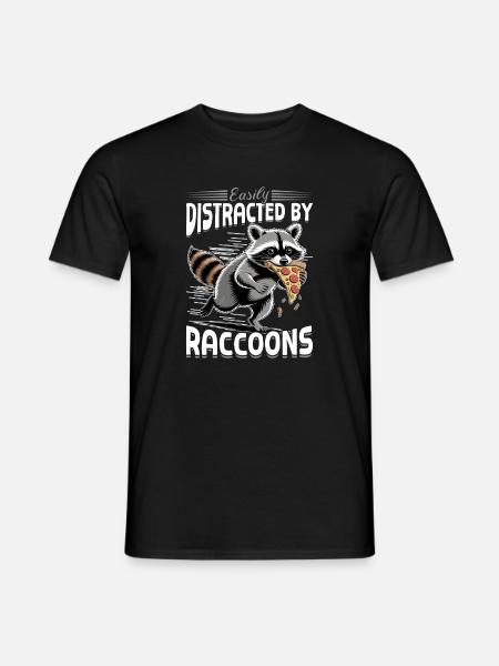 Funny Raccoon - Männer T-Shirt - Schwarz