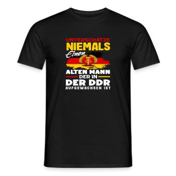 Never underestimate an Ossi saying GDR pride - Men's T-Shirt - black - Front - AI Model Male 178 light (178cm)
