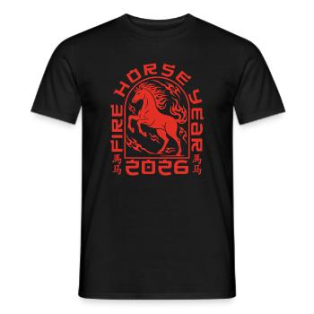 Chinese New Year Year of the Fire Horse 2026 - Men's T-Shirt - black - Front - AI Model Male 178 light (178cm)