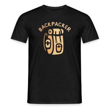 Backpacker Comic Backpack Design - Men's T-Shirt - black - Front - AI Model Male 178 light (178cm)