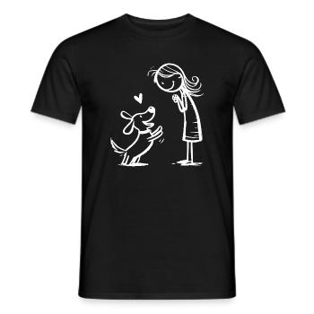 Herzliche Freundschaft zwischen Mensch und Hund - Männer T-Shirt - Schwarz - Vorne - AI Model Male 178 light (178cm)