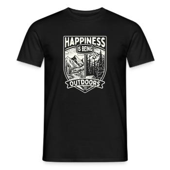 Le bonheur, c’est d’être à l’extérieur, la nature, la randonnée, l’humour - T-shirt homme - noir - Devant - AI Model Male 178 light (178cm)
