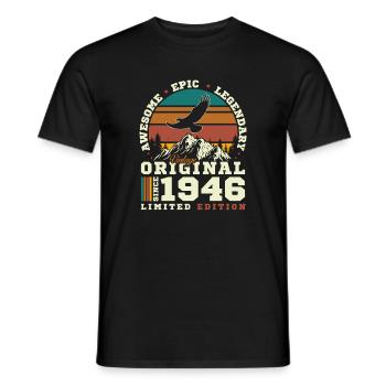 80 Jahre 1946 Vintage Retro Geburtstagsgeschenk - Männer T-Shirt - Schwarz - Vorne - AI Model Male 178 light (178cm)