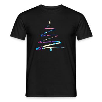Christmas Tree One-Line Design – Modern & Colorful - Men's T-Shirt - black - Front - AI Model Male 178 light (178cm)