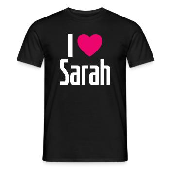 J’aime Sarah Pink Heart J’aime Sarah - T-shirt homme - noir - Devant - AI Model Male 178 light (178cm)