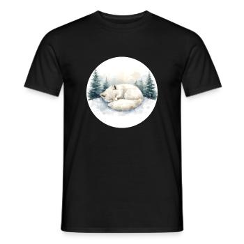 Arctic Fox Snowsleep Watercolor - Men's T-Shirt - black - Front - AI Model Male 178 light (178cm)