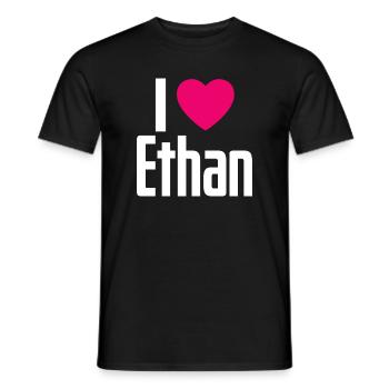 I Love Ethan Pinkes Herz Ich liebe Ethan - Männer T-Shirt - Schwarz - Vorne - AI Model Male 178 light (178cm)