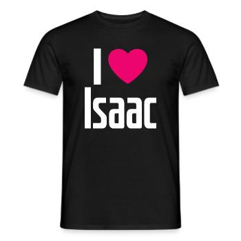 I Love Isaac Pinkes Herz Ich liebe Isaac - Männer T-Shirt - Schwarz - Vorne - AI Model Male 178 light (178cm)