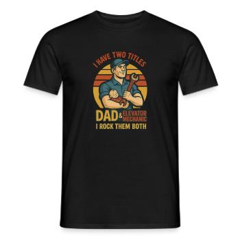 Funny Elevator Inspector Dad And Elevator Mechanic - Men's T-Shirt - black - Front - AI Model Male 178 light (178cm)