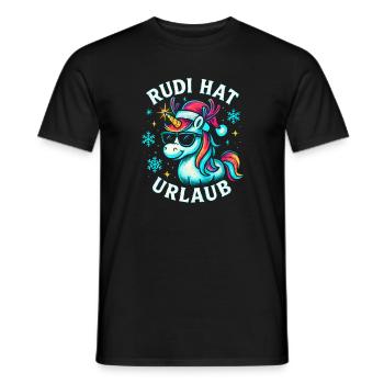 Weihnachten Spruch Humor Einhorn Lustig Rentier - Männer T-Shirt - Schwarz - Vorne - AI Model Male 178 light (178cm)
