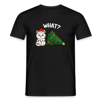 Annyoed Cat Christmas Lights - Men's T-Shirt - black - Front - AI Model Male 178 light (178cm)