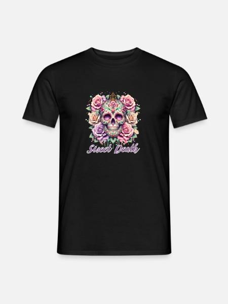 Fleurs Crâne Beauté Floraison - T-shirt homme - noir
