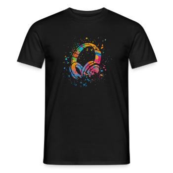 Headphones Music EDM DJ Music Lover - Men's T-Shirt - black - Front - AI Model Male 178 light (178cm)