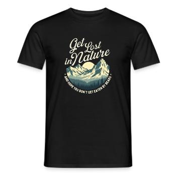 Get Lost In Nature Hope You Don’t Get Eaten Funny - Men's T-Shirt - black - Front - AI Model Male 178 light (178cm)