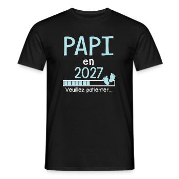 Papi en 2027 Cadeau Futur Grand-père - T-shirt homme - noir - Devant - AI Model Male 178 light (178cm)