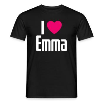 J’aime Emma Coeur rose J’aime Emma - T-shirt homme - noir - Devant - AI Model Male 178 light (178cm)