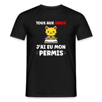 jeune permis, jeune conducteur, permis de conduire - T-shirt homme - noir - Devant - AI Model Male 178 light (178cm)
