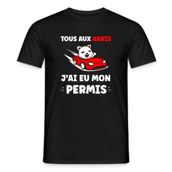 Panda im roten Cabrio erlaubt - Männer T-Shirt - Schwarz - Vorne - AI Model Male 178 light (178cm)