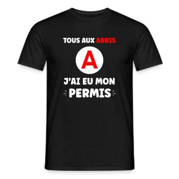 Humour j'ai mon permis de conduire - T-shirt homme - noir - Devant - AI Model Male 178 light (178cm)