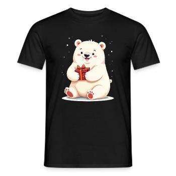 Ours polaire mignon avec illustration de cadeau - T-shirt homme - noir - Devant - AI Model Male 178 light (178cm)