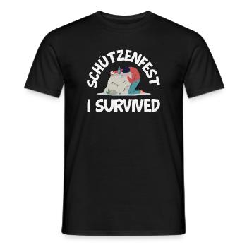 Lustiger Schützenfest I Survived Spruch - Männer T-Shirt - Schwarz - Vorne - AI Model Male 178 light (178cm)