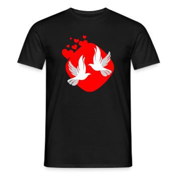 Taube der Liebe auf rotem Hintergrund - Männer T-Shirt - Schwarz - Vorne - AI Model Male 178 light (178cm)