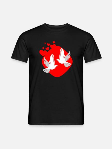 Dove of love on red background - Men's T-Shirt - black