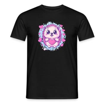 Kuscheliger Igel mit Herz - Männer T-Shirt - Schwarz - Vorne - AI Model Male 178 light (178cm)