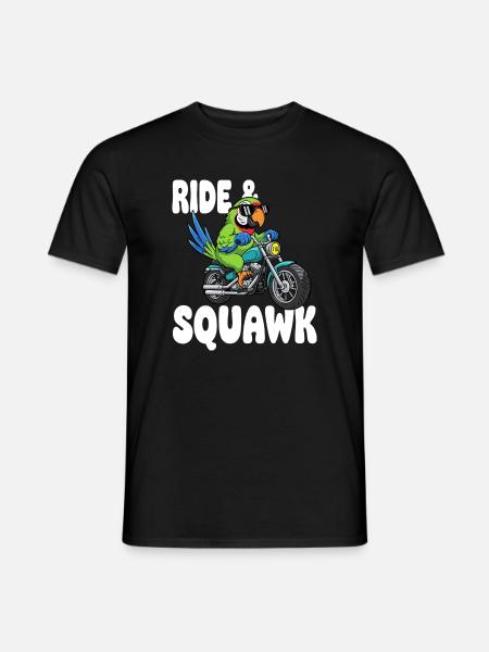 Raging parrot on motorcycle - Men's T-Shirt - black