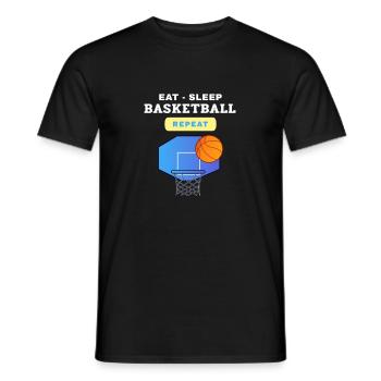 Essen, Schlafen, Basketball, Design wiederholen - Männer T-Shirt - Schwarz - Vorne - AI Model Male 178 light (178cm)