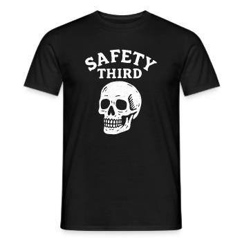 Safety Third Skull Funny Safety Third - Men's T-Shirt - black - Front - AI Model Male 178 light (178cm)