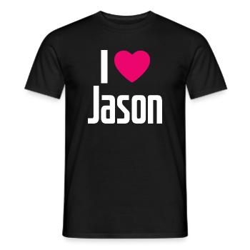 I Love Jason Pink Heart I Love Jason - Men's T-Shirt - black - Front - AI Model Male 178 light (178cm)