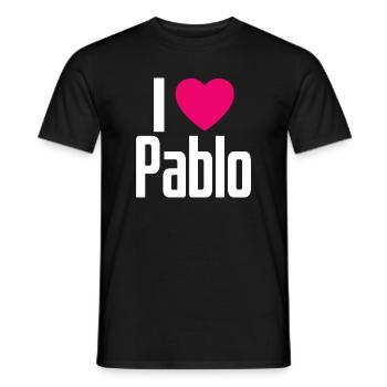 I Love Pablo Pink Heart I Love Pablo - Men's T-Shirt - black - Front - AI Model Male 178 light (178cm)